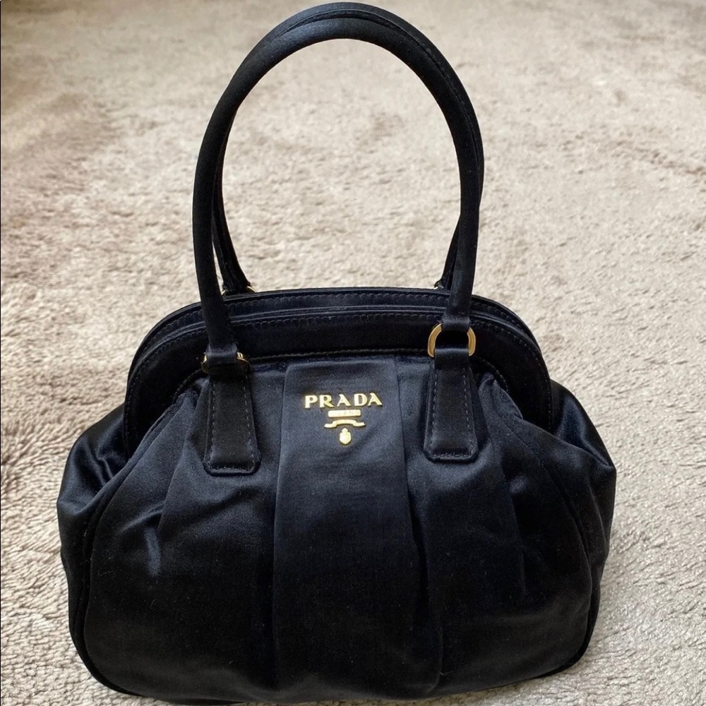 Authentic Prada Black Satin, Pink lining Bag